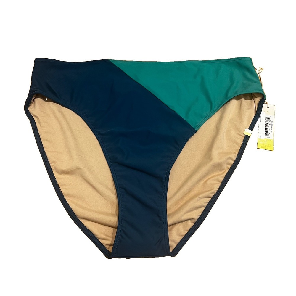 Summersalt Swim Women Marina Bikini Bottom 16 Colorblock Swimwear Green Teal NEW